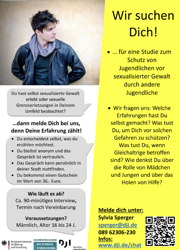 Abbildung Flyer "Wir suchen Dich!" – Aufruf zur Studienteilnahme